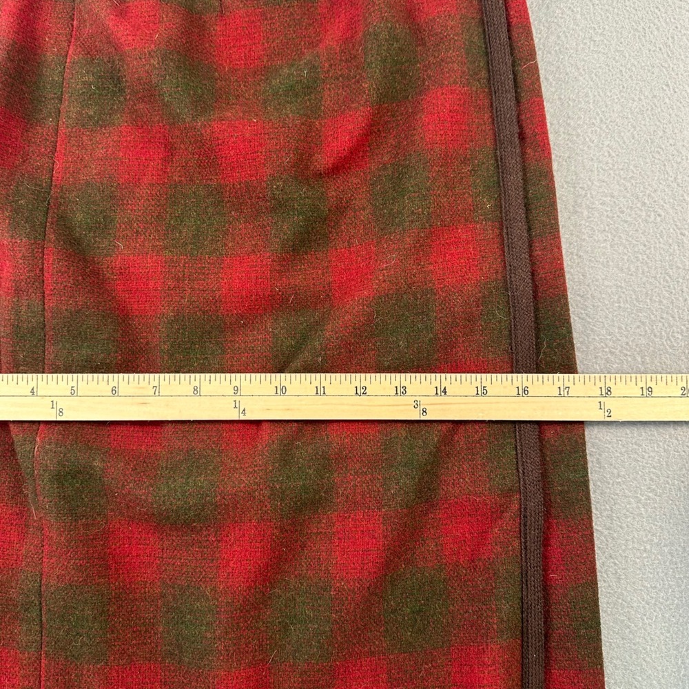 Banana Republic Wool Wrap Skirt Red Green Buffalo Plaid Made in Italy Size 2 - Picture 7 of 12